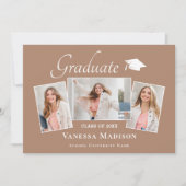 モダン |エレガント Earth Tone 3写真卒業 案内状 (正面)