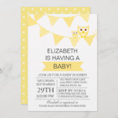 モダン オウル バンティング 性別問わず ベビーシャワー 招待状 (正面/裏面)