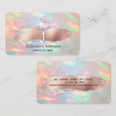 モダン,オパール,バラ金ゴールドブラシストローク,ケーキ 名刺 (正面/裏面)