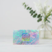 モダン オパール 虹色 Instagram ソーシャル メディア 名刺 (スタンド正面)