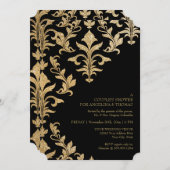 モダン オフセット ダマスク 結婚式招待状 偽の金 招待状 (正面/裏面)