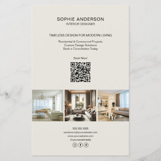 モダン オリジナル 写真 QR プロフェッショナル ビジネス チラシ (正面)