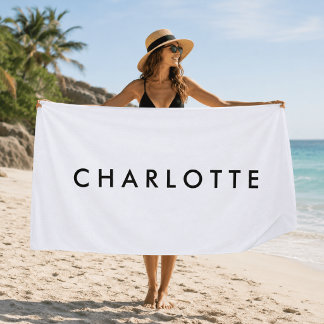 モダン オリジナル 白 名前 ビーチタオル