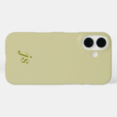 モダン オリーブグリーン ホワイト モノグラム 名前 Case-Mate iPhoneケース (裏面 (横))