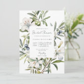 モダン オリーブ フラワーブライダルシャワー 招待状 (スタンド正面)
