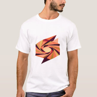 モダン オレンジ おりがみ ファセット 抽象的 スワール Tシャツ