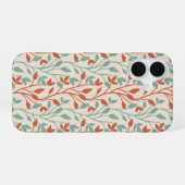 モダン オレンジ セージ ボタニカル ヴァイン デザイン iPhone 16ケース (裏面横)