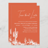 モダン オレンジ タコ アバウト ラブ カップル シャワー 招待状 (正面/裏面)