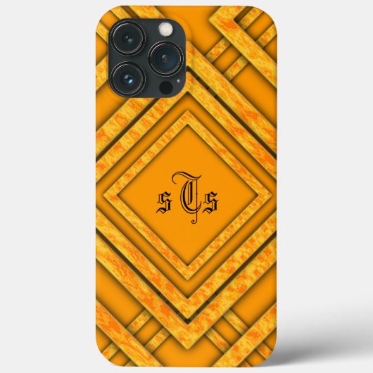 モダン オレンジ ダイヤモンド モノグラム Case-Mate iPhoneケース (裏面)