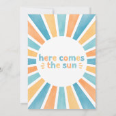 モダン オレンジ ティール ヒア カムズ ザ サン ベイビー シャワー 招待状 (裏面)