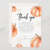モダン オレンジ パンプキン ベイビー シャワー サンクス カード (正面/裏面)
