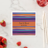 モダン オレンジ パープル ストライプ ハロウィン ウェディング スタンダードカクテルナプキン (インサイチュ)