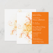 モダン オレンジ フラワー ブライダル シャワー 招待状 (正面/裏面)