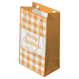 モダン オレンジ ペイズリー柄 クリスマス スモールペーパーバッグ