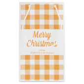 モダン オレンジ ペイズリー柄 クリスマス スモールペーパーバッグ (裏面)