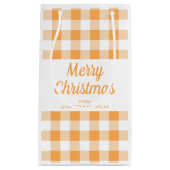 モダン オレンジ ペイズリー柄 クリスマス スモールペーパーバッグ (正面)