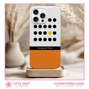 モダン オレンジ ポルカドット カラー ブロック モノグラム iPhone 15ケース