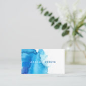 モダン オーシャンビーチ ブルー 水彩 名刺 (スタンド正面)