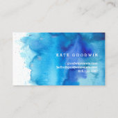 モダン オーシャンビーチ ブルー 水彩 名刺 (裏面)