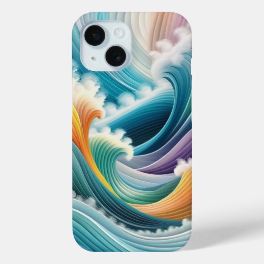 モダン オーシャン カラフル ウェーブ 抽象芸術 Case-Mate iPhoneケース (裏面)