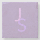 モダン オーバーラッピング モノグラムイニシャル | 紫 ストーンコースター (正面)