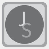 モダン オーバーラップ モノグラムイニシャル | グレー スクエアシール (正面)