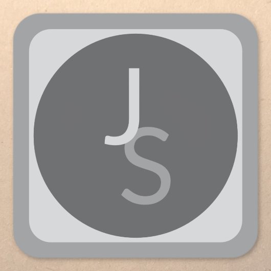 モダン オーバーラップ モノグラムイニシャル | グレー スクエアシール