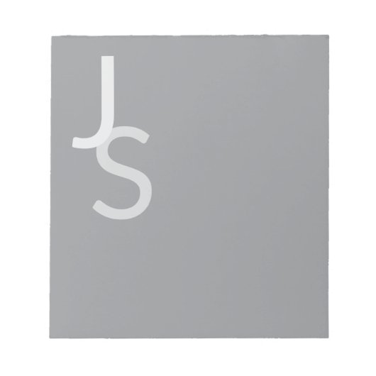 モダン オーバーラップ モノグラムイニシャル | グレー ノートパッド (正面)