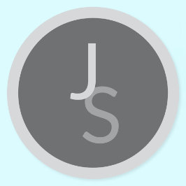 モダン オーバーラップ モノグラムイニシャル | グレー ラウンドシール