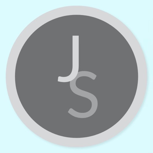 モダン オーバーラップ モノグラムイニシャル | グレー ラウンドシール