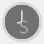 モダン オーバーラップ モノグラムイニシャル | グレー ラウンドシール (正面)