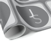 モダン オーバーラップ モノグラムイニシャル | グレー ラッピングペーパー (ロールコーナー)