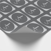 モダン オーバーラップ モノグラムイニシャル | グレー ラッピングペーパー (角)