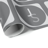 モダン オーバーラップ モノグラムイニシャル | グレー ラッピングペーパー (ロールコーナー)