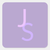 モダン オーバーラップ モノグラムイニシャル | 紫 スクエアシール (正面)