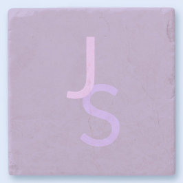 モダン オーバーラップ モノグラムイニシャル | 紫 ストーンコースター