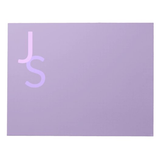 モダン オーバーラップ モノグラムイニシャル | 紫 ノートパッド (正面)