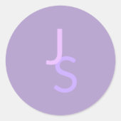 モダン オーバーラップ モノグラムイニシャル | 紫 ラウンドシール (正面)