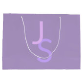モダン オーバーラップ モノグラムイニシャル | 紫 ラージペーパーバッグ (裏面)
