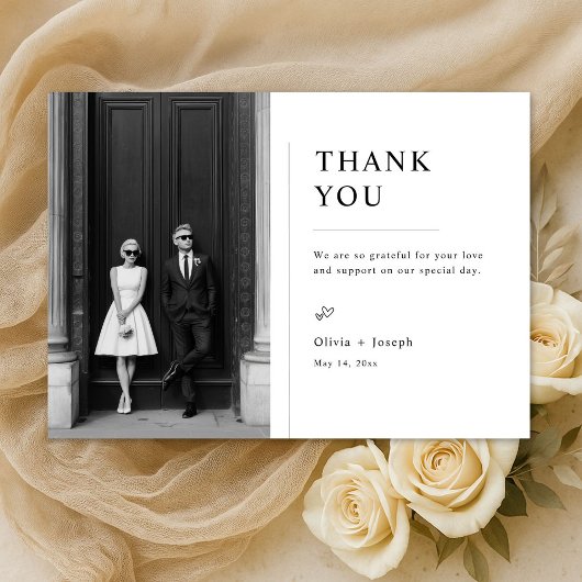 モダン・オールドマネースタイルの結婚式の写真 サンキューカード