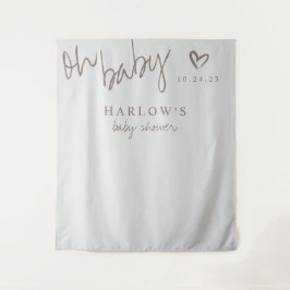 モダン オー ベイビー ジェンダーニュートラル ベビーシャワー バナー タペストリー