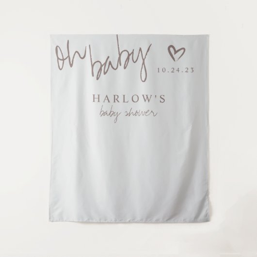 モダン オー ベイビー ジェンダーニュートラル ベビーシャワー バナー タペストリー (正面)