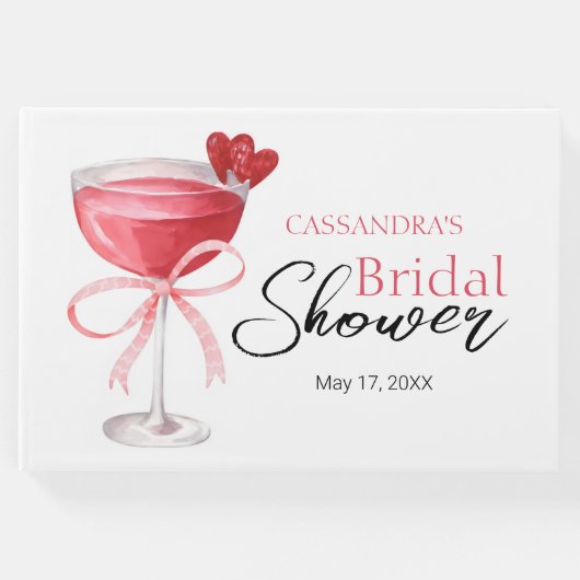 モダン カクテル ドリンク ピンク ボウ ブライズ シャワー ゲストブック (正面)