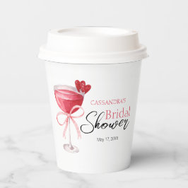 モダン カクテル ドリンク ピンク ボウ ブライズ シャワー 紙コップ