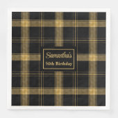 モダン カクテル ナプキン ブラック ゴールド グリッター (正面)