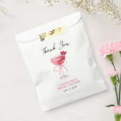 モダン カクテル ピンク リボン ブライダル シャワー 感謝 フェイバーバッグ (封をした状態)