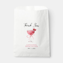 モダン カクテル ピンク リボン ブライダル シャワー 感謝 フェイバーバッグ