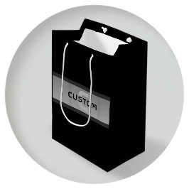 モダン カスタマイズ可能 レイヤード テキスト | ブラック & グレー ミディアムペーパーバッグ