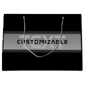 モダン カスタマイズ可能 レイヤード テキスト | ブラック & グレー ラージペーパーバッグ (正面)