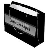 モダン カスタマイズ可能 レイヤード テキスト | ブラック & グレー ラージペーパーバッグ (裏面アングル)